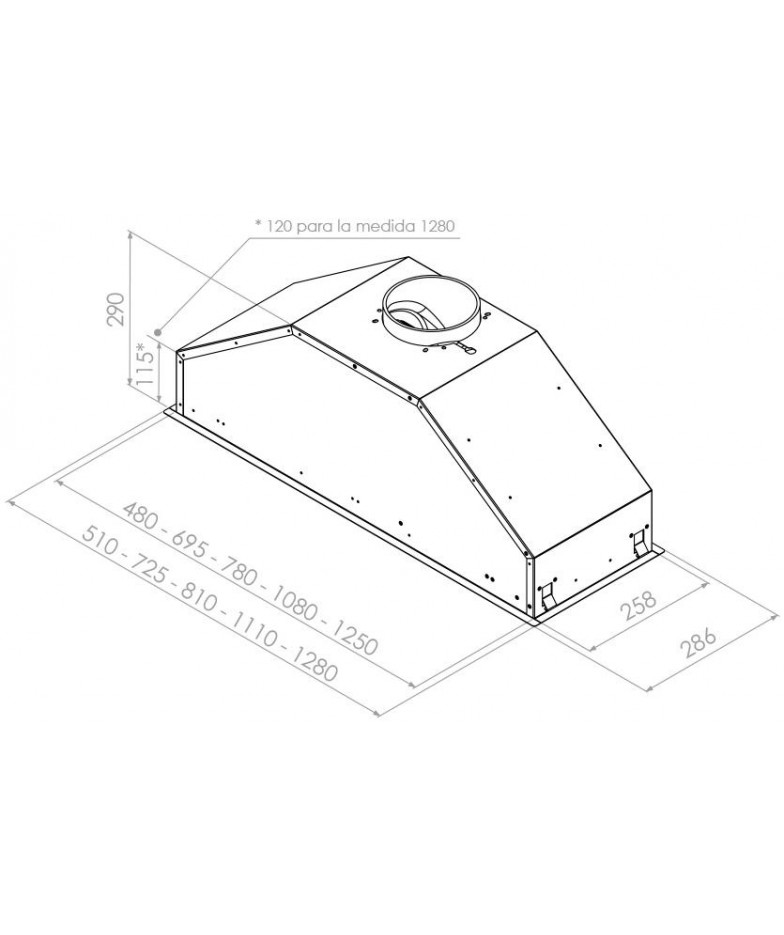 Встраиваемая вытяжка Pando GTI/725 INOX V.1050 ECO SEC PLUS купить в Санкт-Петербурге и Москве