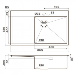 Кухонная мойка Omoikiri Akisame 86-IN-R Side нержавеющая сталь 4997042 купить в Санкт-Петербурге и Москве