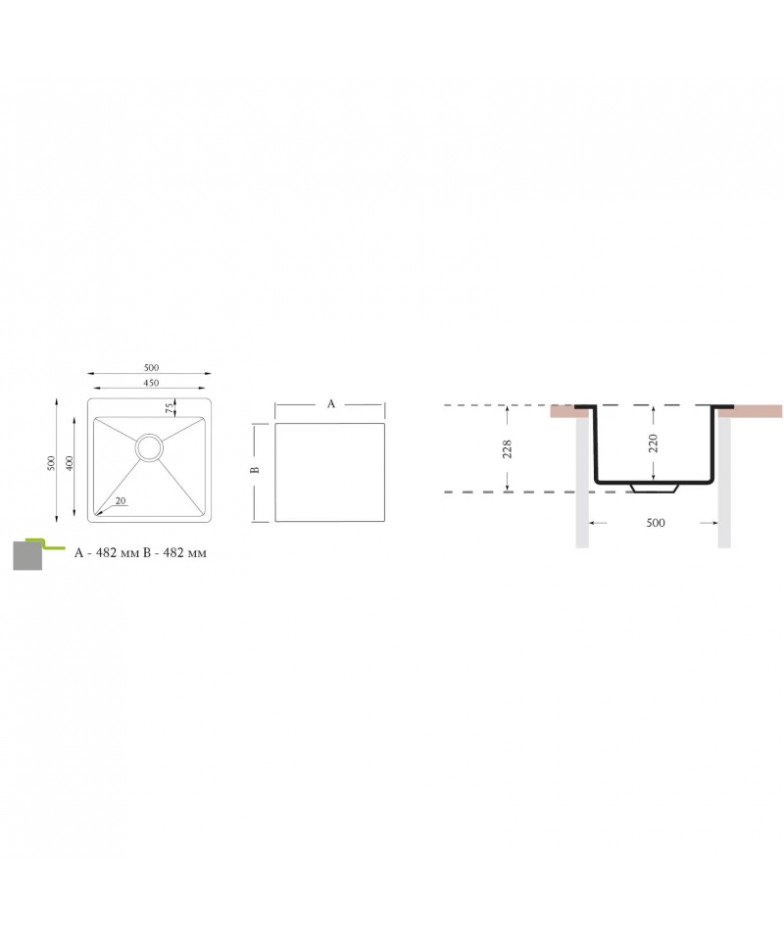 Кухонная мойка Florentina Optima полированная сталь OP.500.500.B.10.P.10 купить в Санкт-Петербурге и Москве