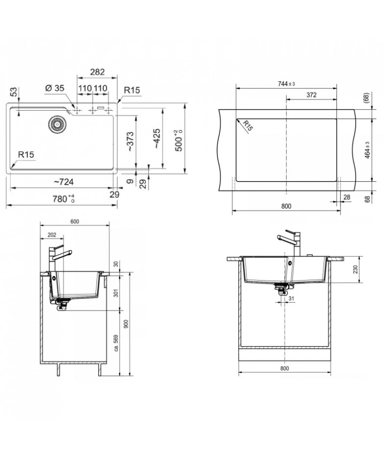 Кухонная мойка Fragranit Franke Urban UBG 610-78 серый камень 114.0595.797 купить в Санкт-Петербурге и Москве