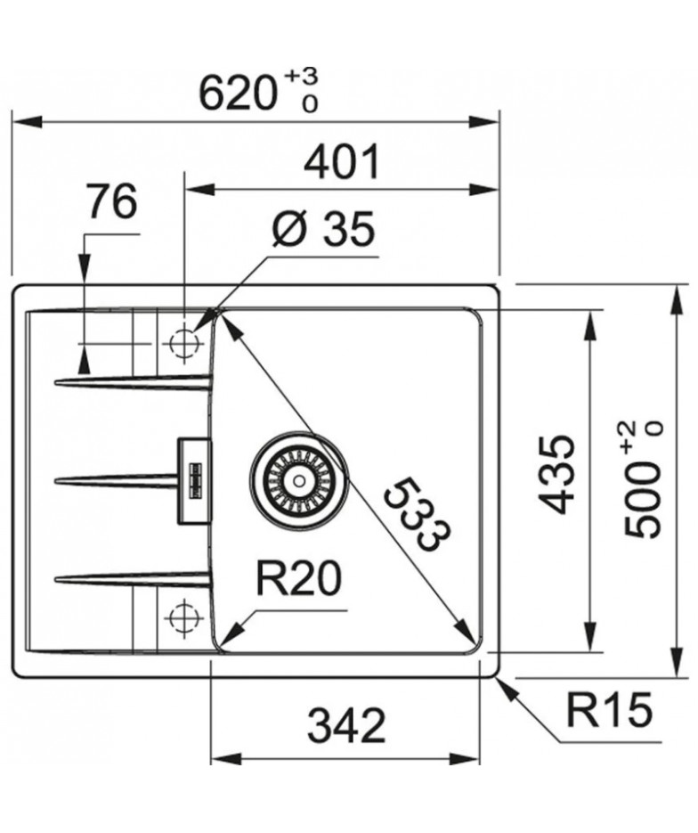 Кухонная мойка Fragranit Franke Centro CNG 611/211-62 серый камень 114.0639.681 купить в Санкт-Петербурге и Москве