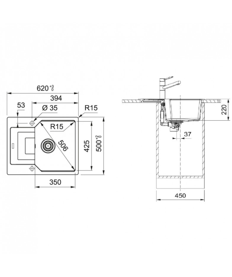 Кухонная мойка Fragranit Franke Urban UBG 611-62 сахара 114.0612.253 купить в Санкт-Петербурге и Москве