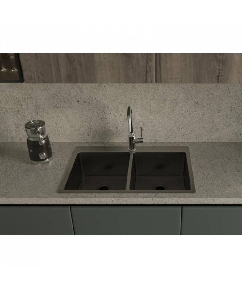 Кухонная мойка Rivelato Rinox 7450 2В PVD black 74x50 см, черный купить в Санкт-Петербурге и Москве
