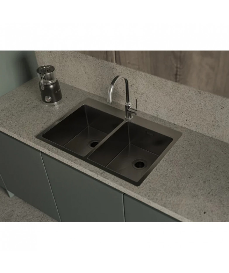 Кухонная мойка Rivelato Rinox 7450 2В PVD black 74x50 см, черный купить в Санкт-Петербурге и Москве