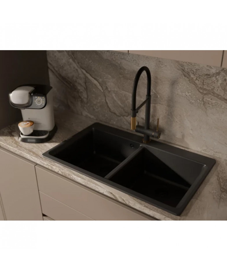 Кухонная мойка Rivelato Axel X-90-2D antracite 87x52 см, антрацит купить в Санкт-Петербурге и Москве
