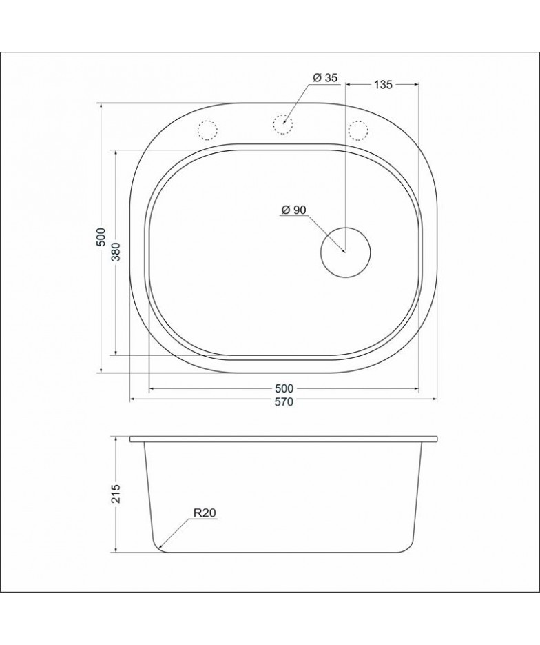 Кухонная мойка EMAR EMQ-1570.C Оникс