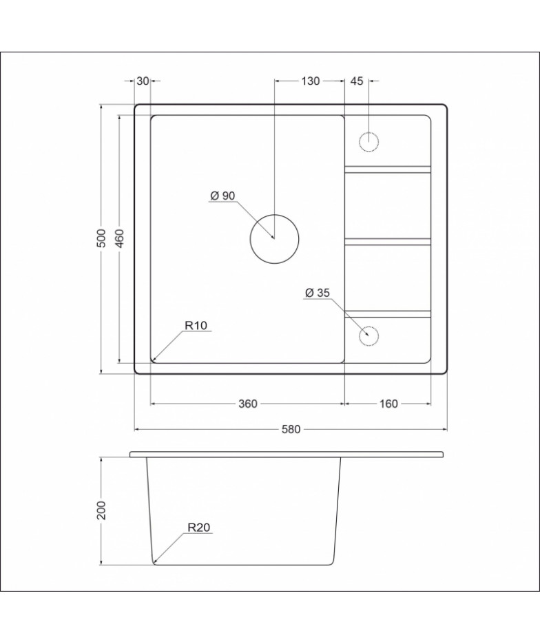 Кухонная мойка EMAR EMQ-1580.Q Антрацит