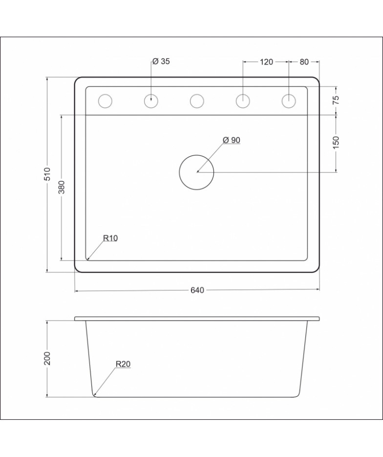 Кухонная мойка EMAR EMQ-1640.Q Барит