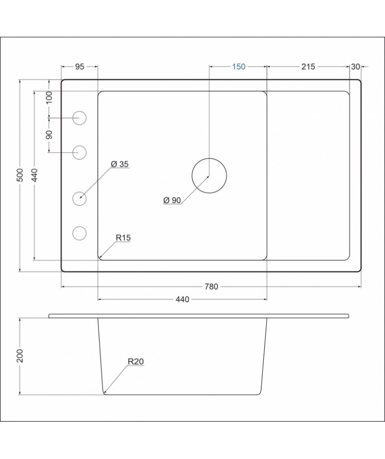 Кухонная мойка EMAR EMQ-1780.Q Морион
