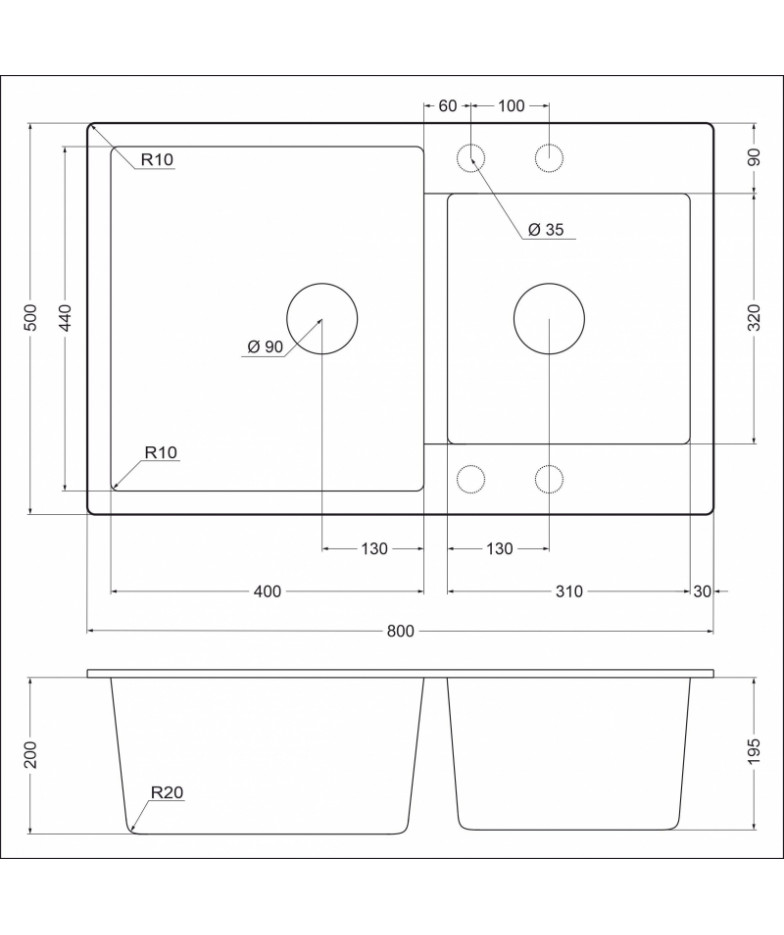 Кухонная мойка EMAR EMQ-2800.Q Морион
