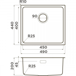 Кухонная мойка Omoikiri Tadzava 49-U/I-IN 4993074 49x44 см, нержавеющая сталь