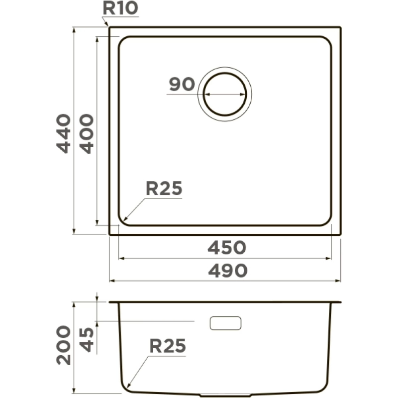 Кухонная мойка Omoikiri Tadzava 49-U/I-IN 4993074 49x44 см, нержавеющая сталь