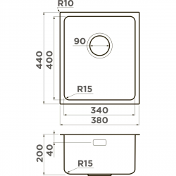Кухонная мойка Omoikiri Tadzava 38-U/I-IN Ultra 15 4997113 38x44 см, нержавеющая сталь