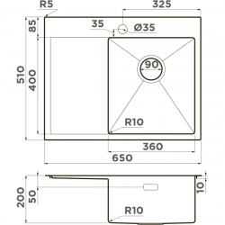Кухонная мойка Omoikiri Akisame 65-LG-R 4973084 65x51 см, светлое золото