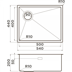 Кухонная мойка Omoikiri Taki 54-U/IF-L-IN Side SF 4997474 54x44 см, нержавеющая сталь