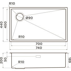 Кухонная мойка Omoikiri Taki 74-U/IF-LG Side-L 4997472 74x44 см, светлое золото