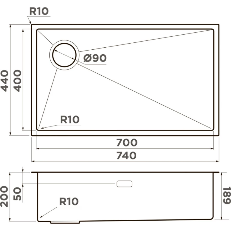 Кухонная мойка Omoikiri Taki 74-U/IF-LG Side-L 4997472 74x44 см, светлое золото